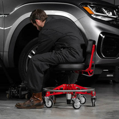 Professional Adjustable Rolling Shop Stool Set | Low & High Height