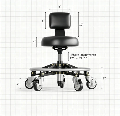 Professional Adjustable Rolling Shop Stool Set | Low & High Height
